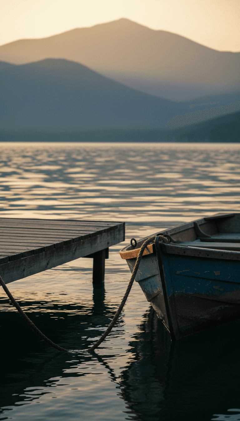 Rowboat tied to a private dock on Tellico Lake