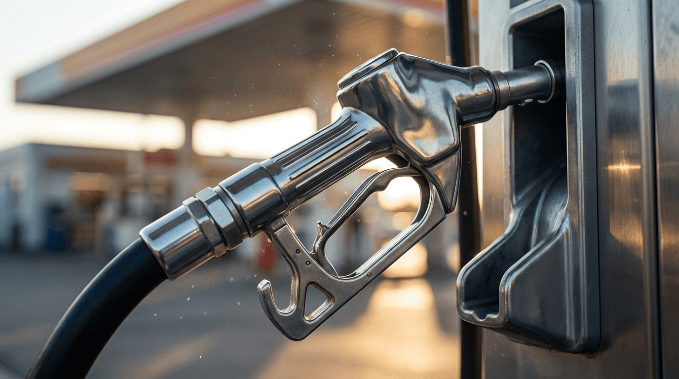 Premium marine fuel nozzle being inserted into a boat at a clean fuel dock